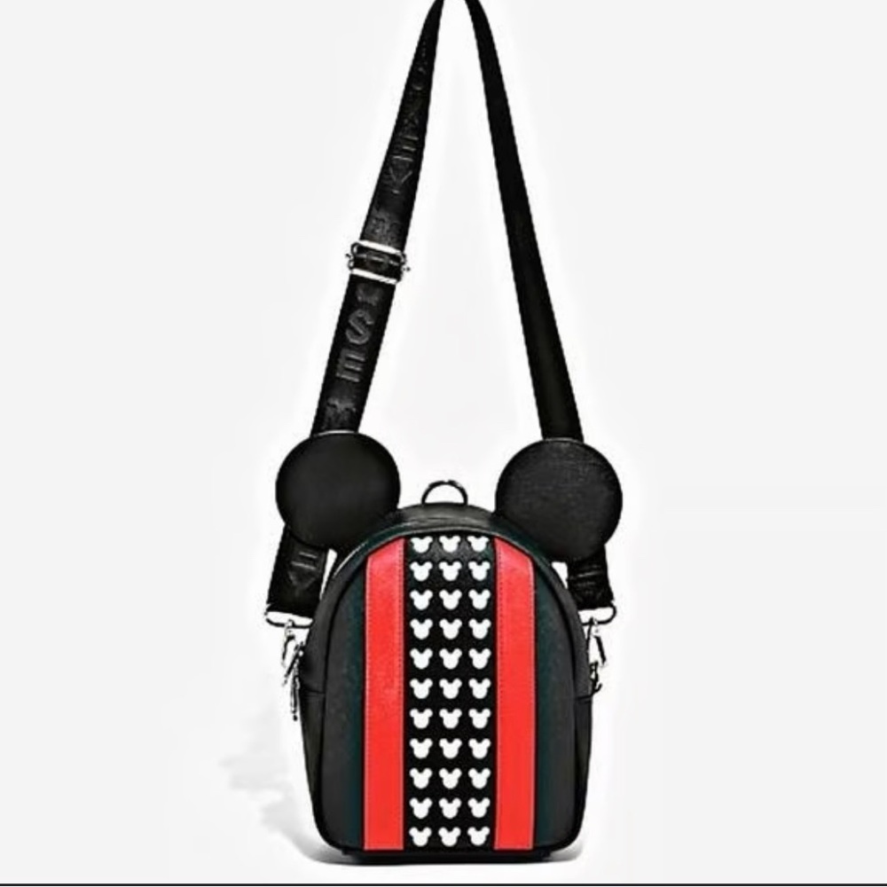 Loungefly Disney Mickey Mouse Ears Black/Red Convertible Mini Backpack